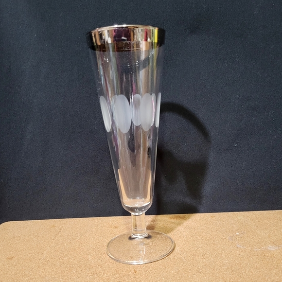 Dorothy Thorpe Set of 5 Pilsner Glasses Silver Band Etched Circles MCM Barware - Picture 11 of 13